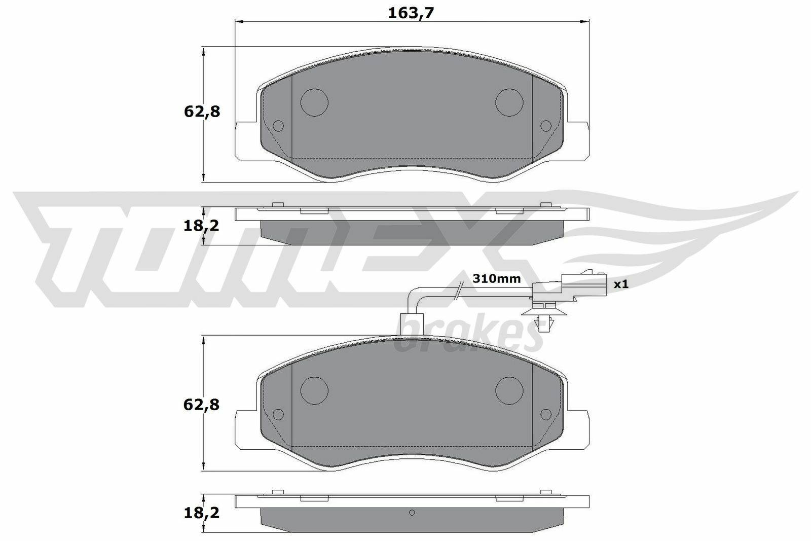 Sada brzdových destiček, kotoučová brzda TOMEX Brakes